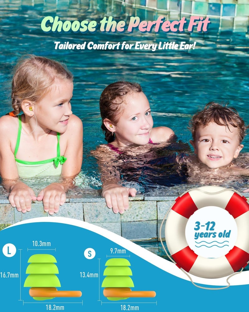 Hearprotek Swimming Ear Plugs for Kids, 2 Pairs Reusable Silicone Waterproof earplugs for Small Ear canals Toddlers∣Child Ear Protection for Swim Ear,Shower,Bath,Pool and Water Sports (3-12yrs) Orange - Image 4